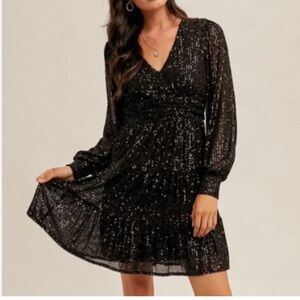 NWT Hem & Thread Sequin Tiered Cocktail Dress sz L